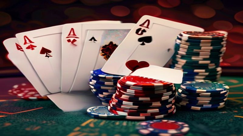 Bàn poker Texas Hold'em với năm lá bài chung